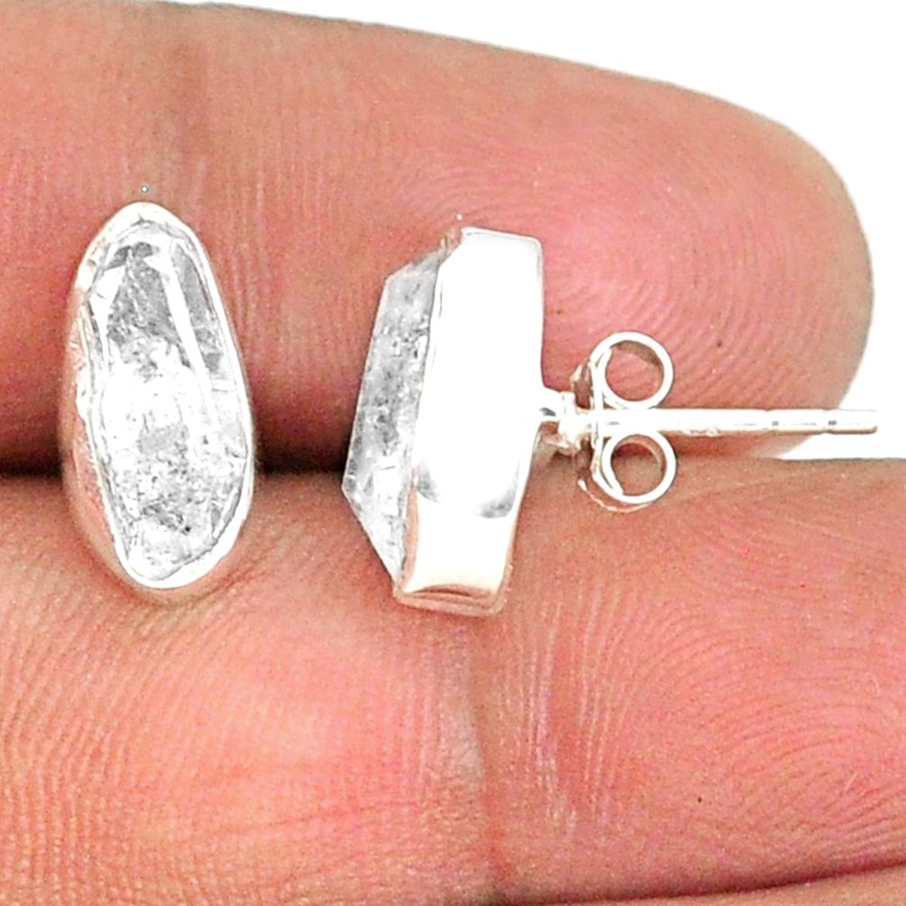 6.19cts natural white herkimer diamond 925 sterling silver earrings r69666