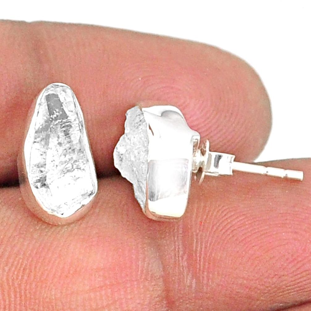 6.65cts natural white herkimer diamond 925 sterling silver earrings r69671