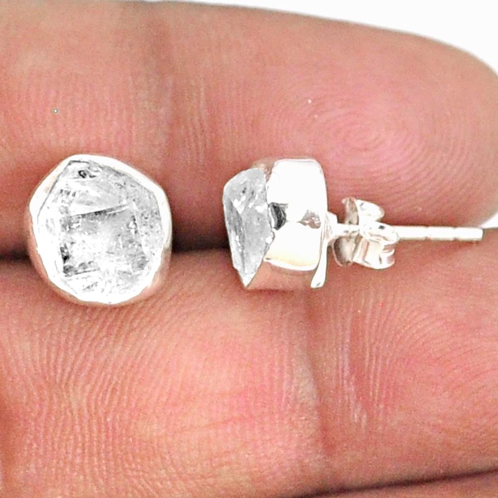 6.05cts natural white herkimer diamond 925 sterling silver earrings r69678