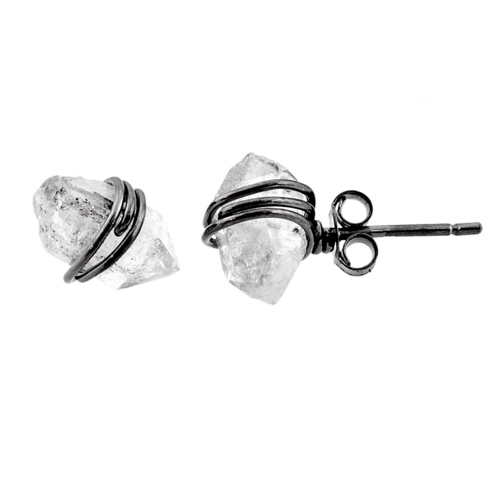 5.85cts natural white herkimer diamond 925 sterling silver stud earrings r65841