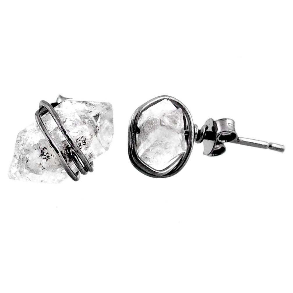 8.90cts natural white herkimer diamond 925 sterling silver stud earrings r65845