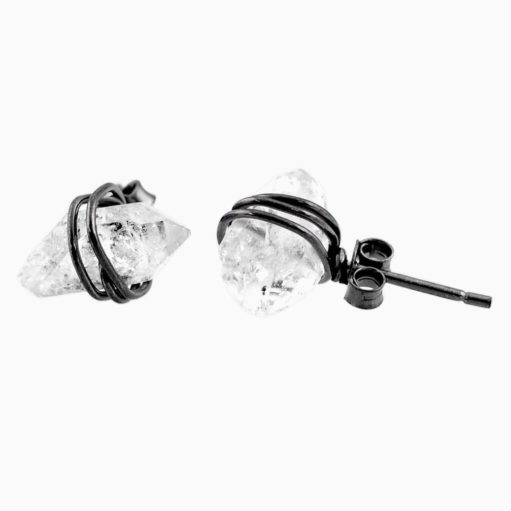 7.66cts natural white herkimer diamond 925 sterling silver stud earrings r65854