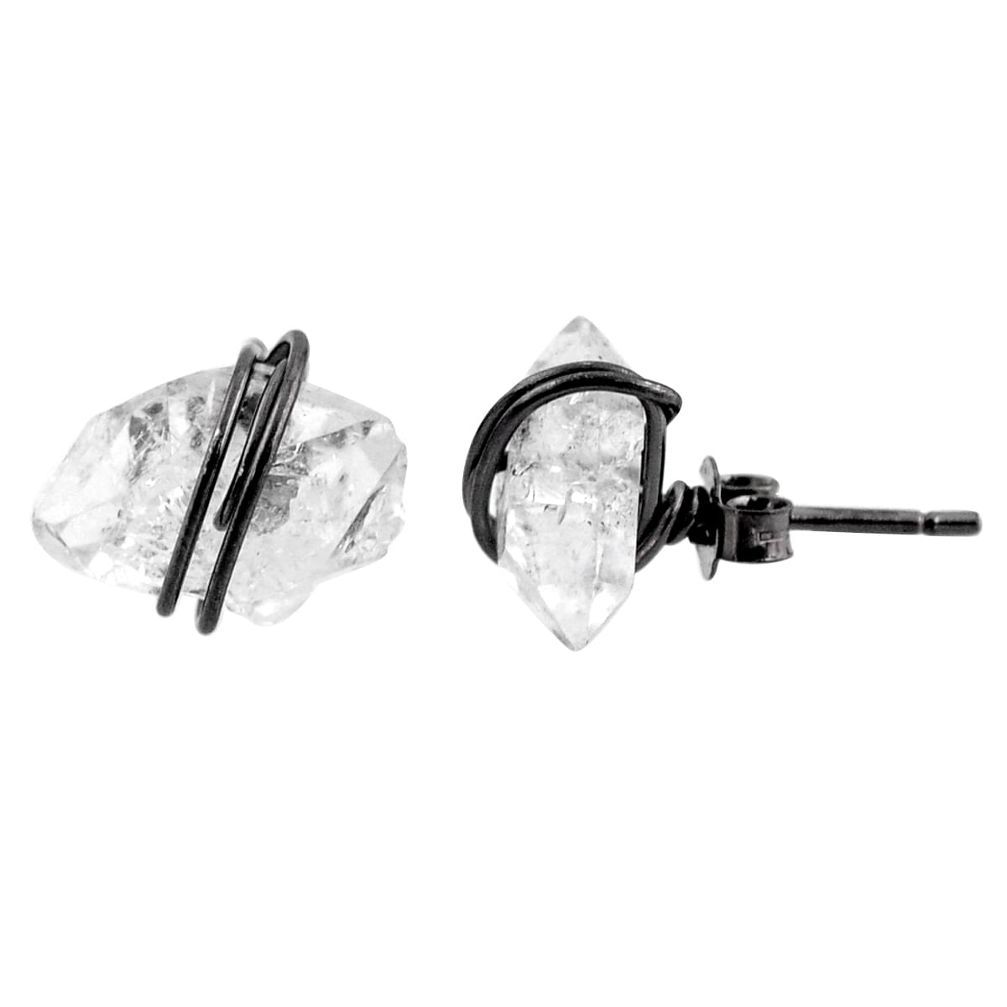 8.32cts natural white herkimer diamond 925 sterling silver stud earrings r65856