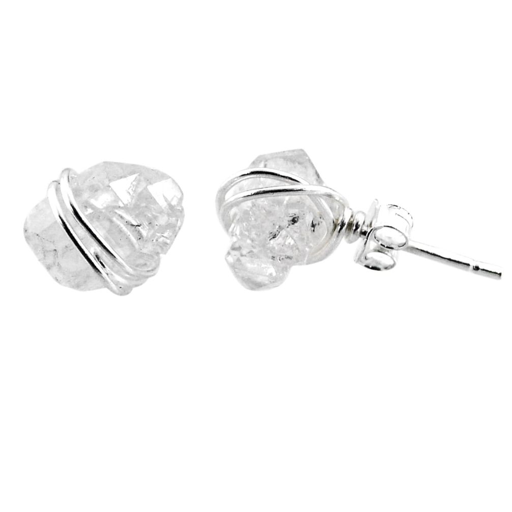 7.16cts natural white herkimer diamond 925 sterling silver stud earrings r65862