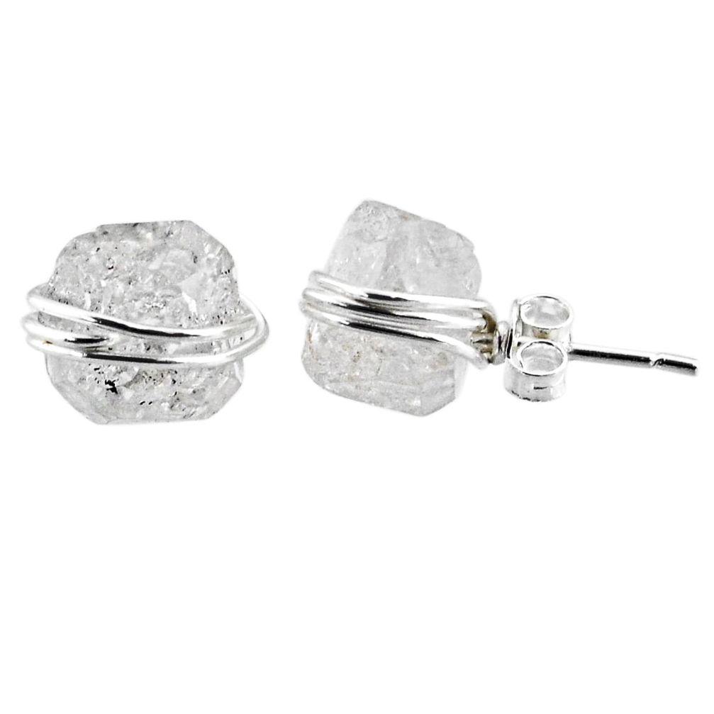 8.61cts natural white herkimer diamond 925 sterling silver stud earrings r65871