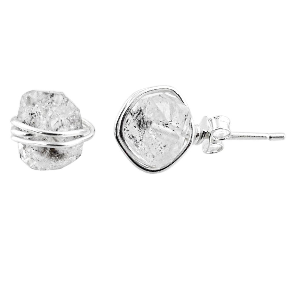 8.27cts natural white herkimer diamond 925 sterling silver stud earrings r65872