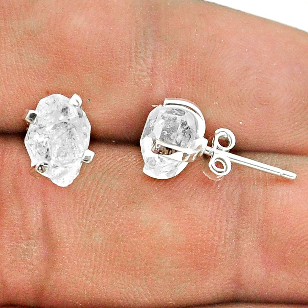 4.73cts natural white herkimer diamond 925 sterling silver stud earrings t50801