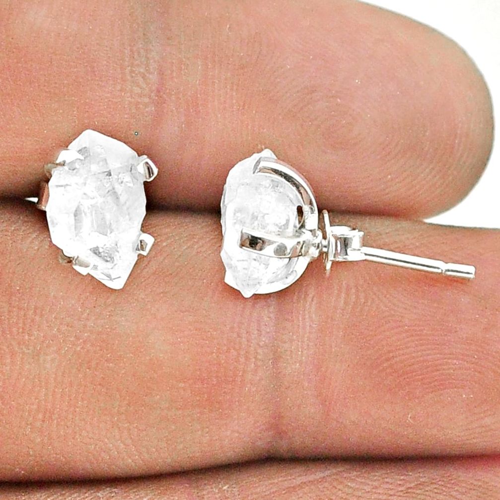 4.70cts natural white herkimer diamond 925 sterling silver stud earrings t50810