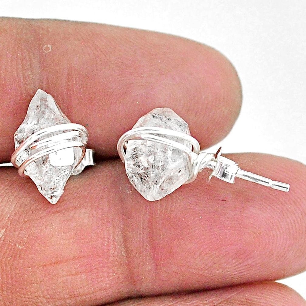 7.80cts natural white herkimer diamond 925 sterling silver stud earrings t6492