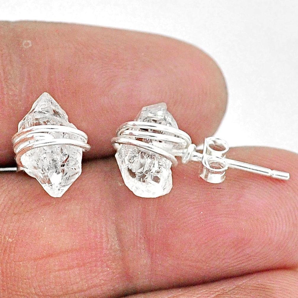 5.97cts natural white herkimer diamond 925 sterling silver stud earrings t6493