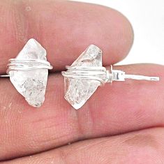 7.74cts natural white herkimer diamond 925 sterling silver stud earrings t6499