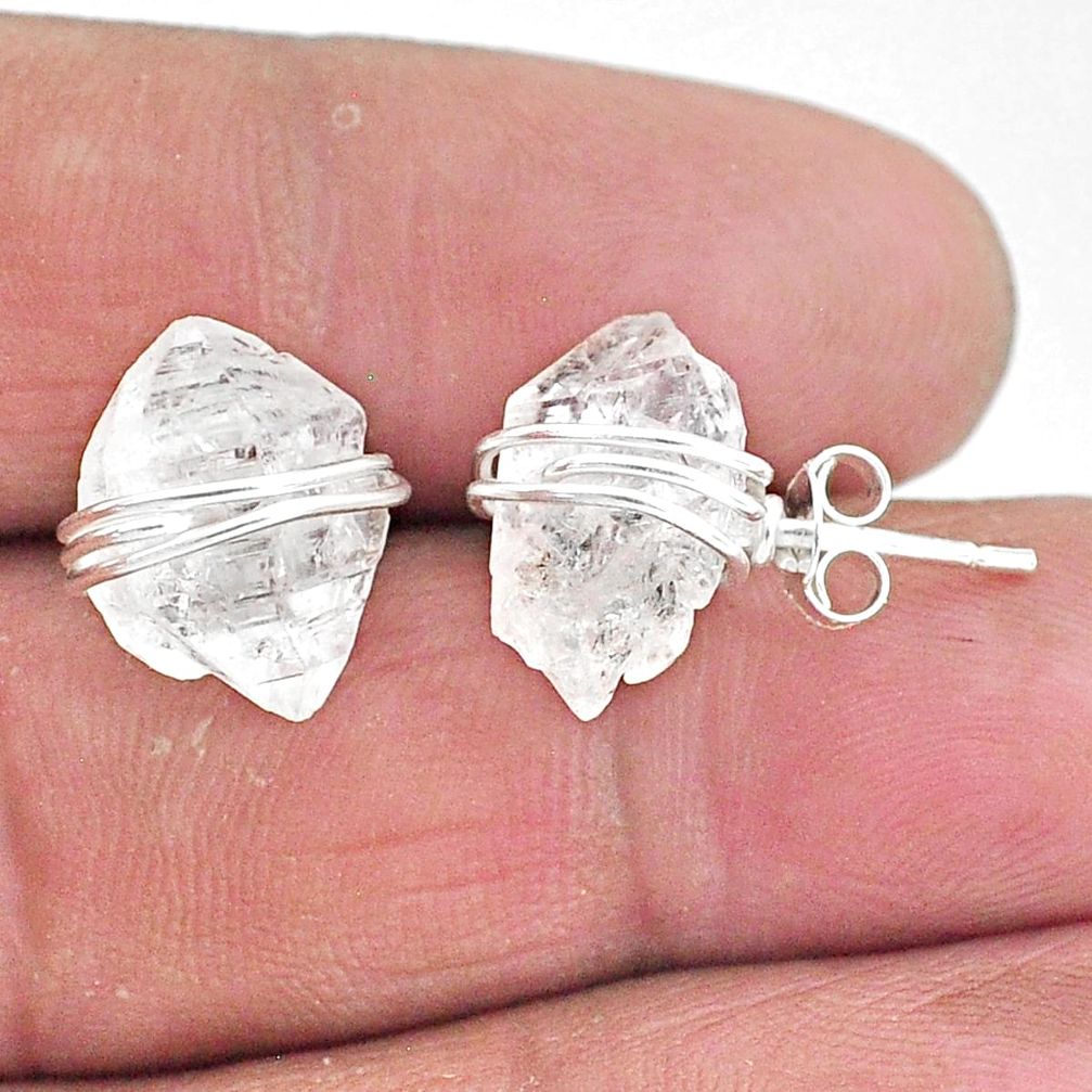 10.09cts natural white herkimer diamond 925 sterling silver stud earrings t6500