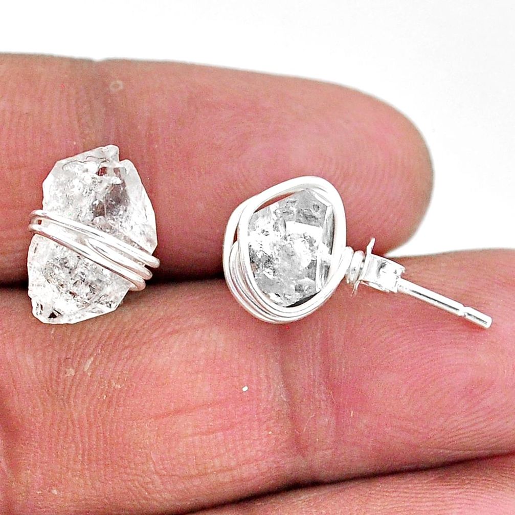 8.38cts natural white herkimer diamond 925 sterling silver stud earrings t6549