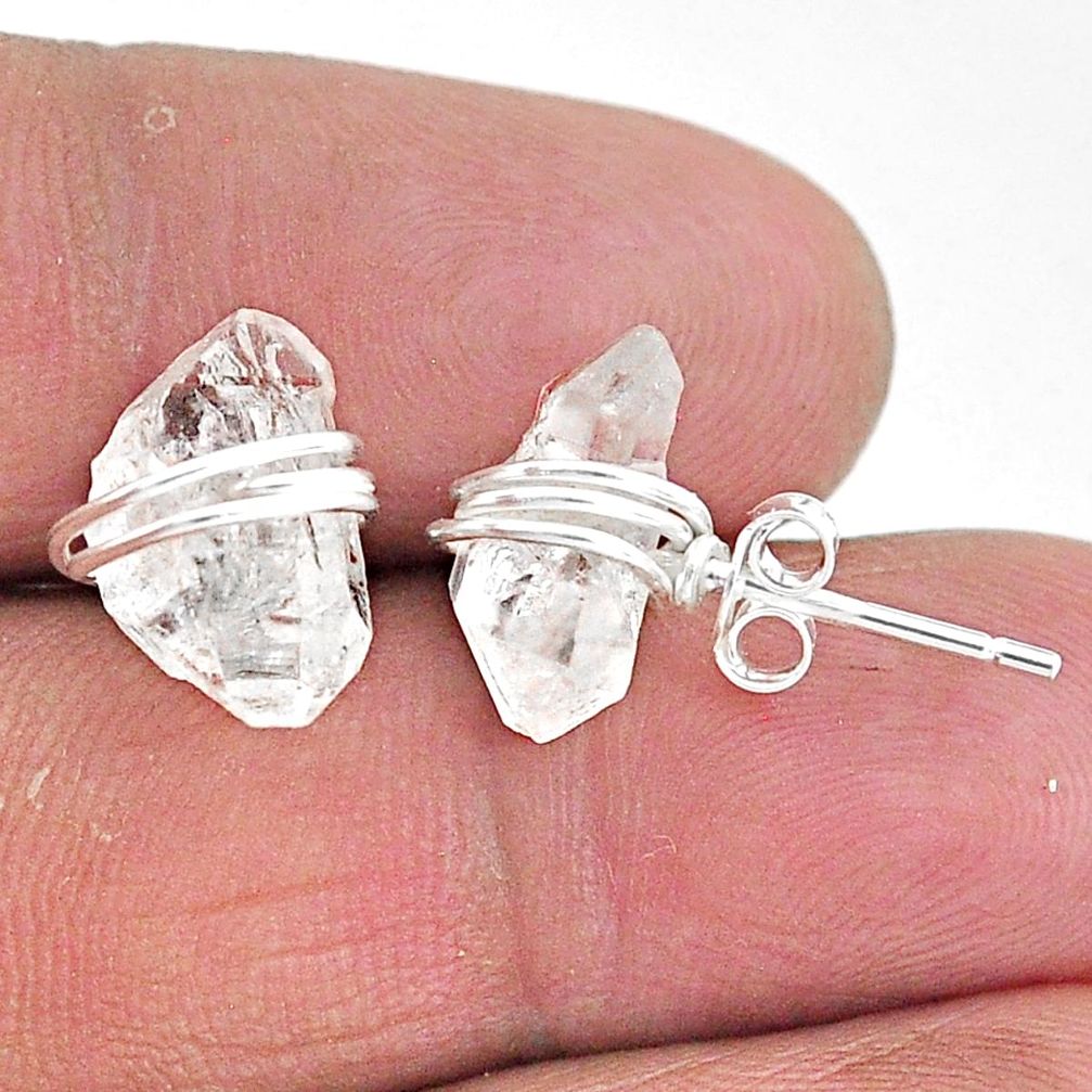7.77cts natural white herkimer diamond 925 sterling silver stud earrings t6552