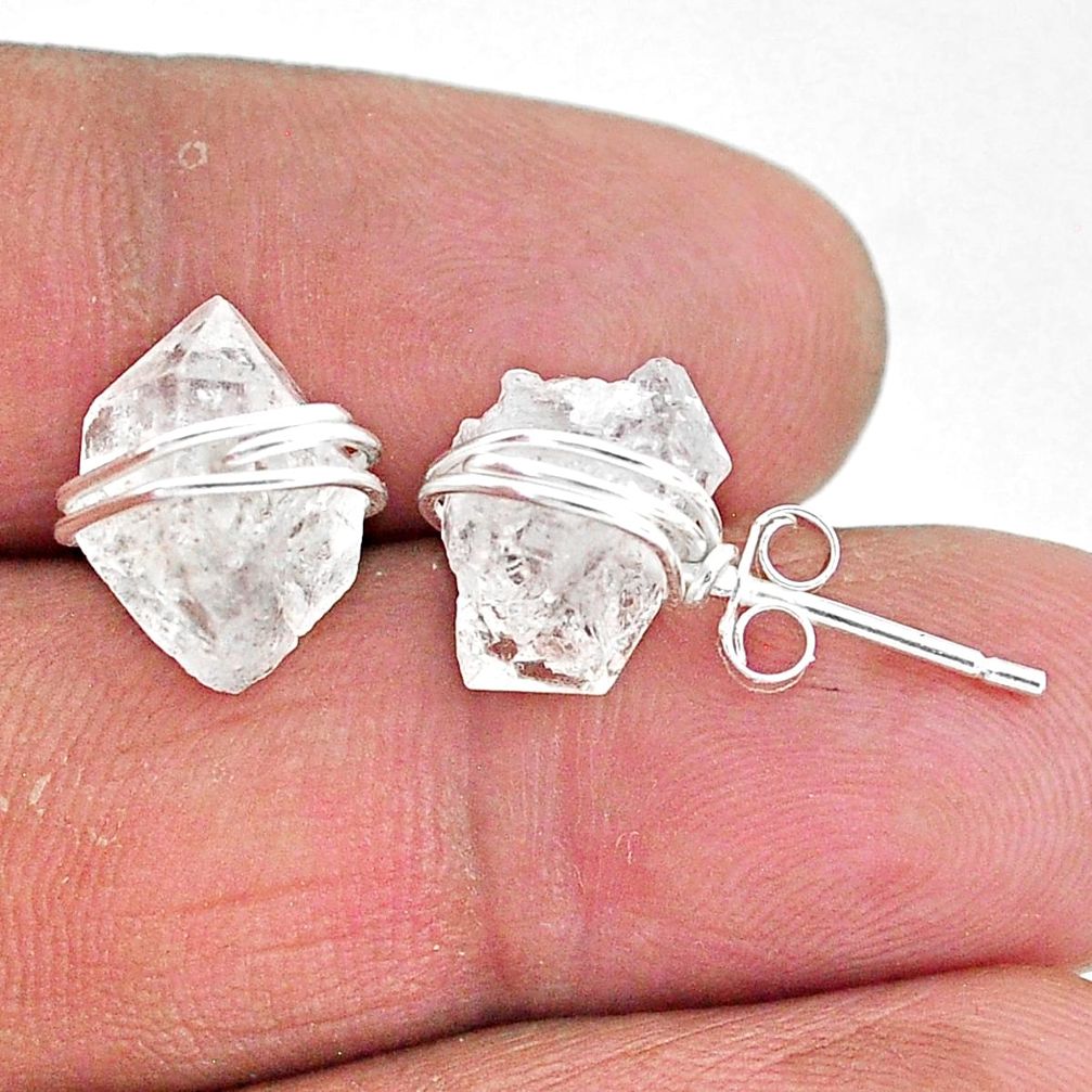 8.87cts natural white herkimer diamond 925 sterling silver stud earrings t6553