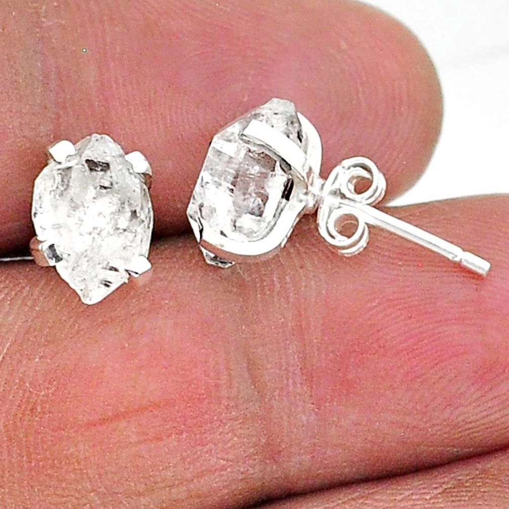 5.24cts natural white herkimer diamond 925 sterling silver stud earrings t6881