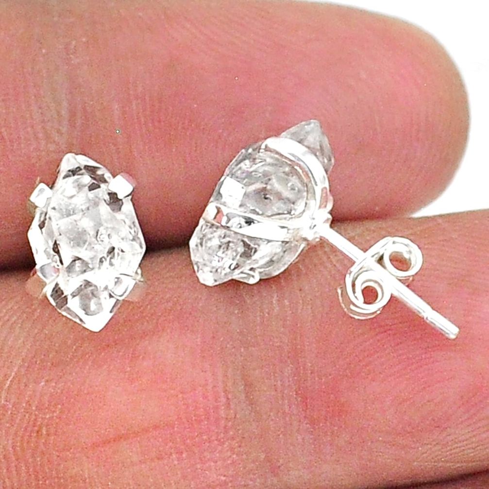 5.77cts natural white herkimer diamond 925 sterling silver stud earrings t6885