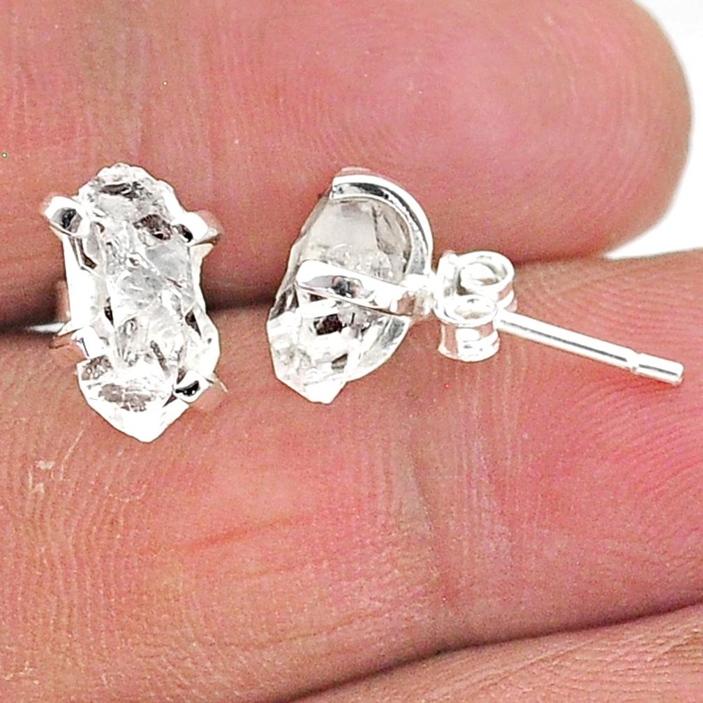 5.85cts natural white herkimer diamond 925 sterling silver stud earrings t6888