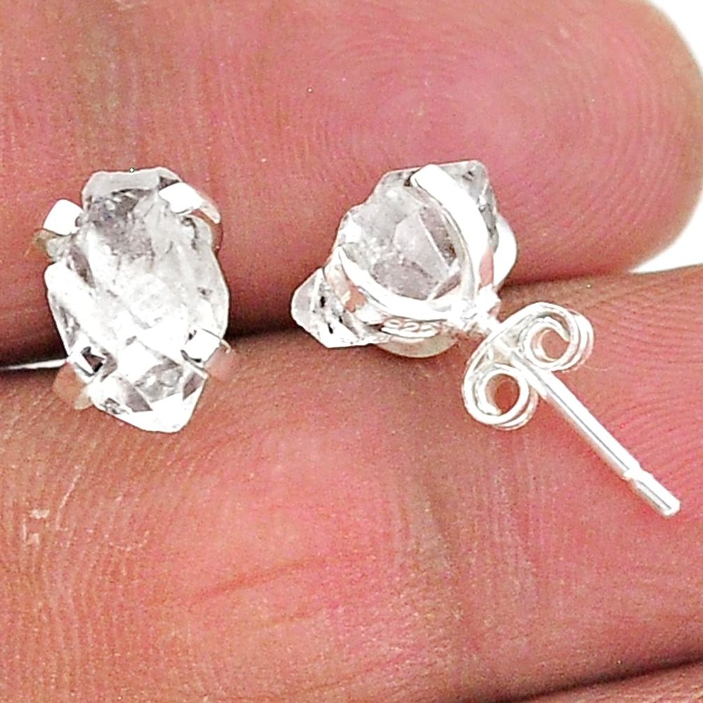 5.24cts natural white herkimer diamond 925 sterling silver stud earrings t6889