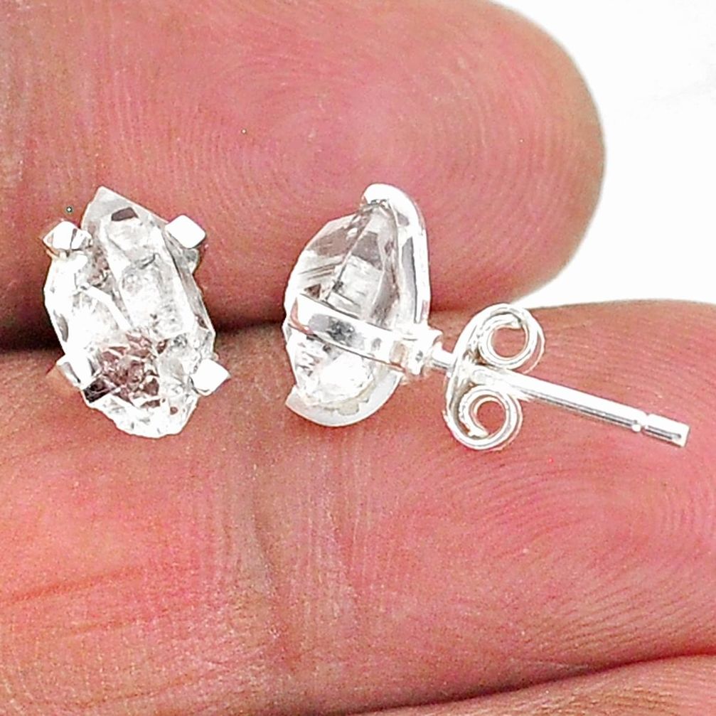 4.56cts natural white herkimer diamond 925 sterling silver stud earrings t6890