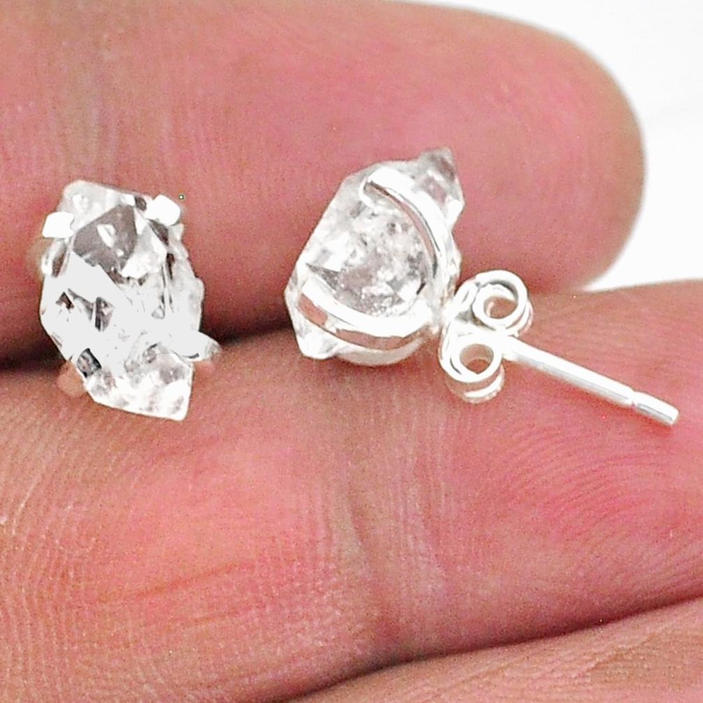 5.77cts natural white herkimer diamond 925 sterling silver stud earrings t6892