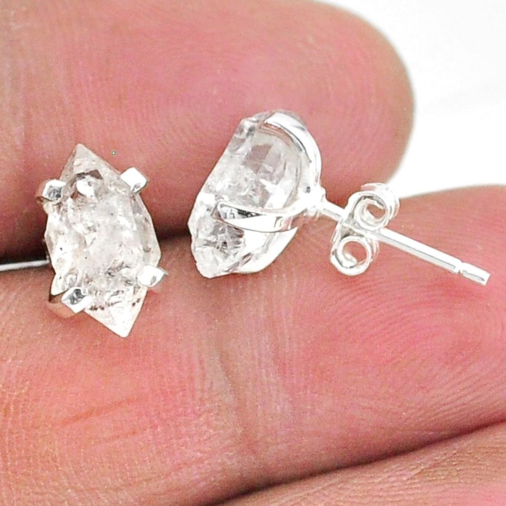 5.29cts natural white herkimer diamond 925 sterling silver stud earrings t6893