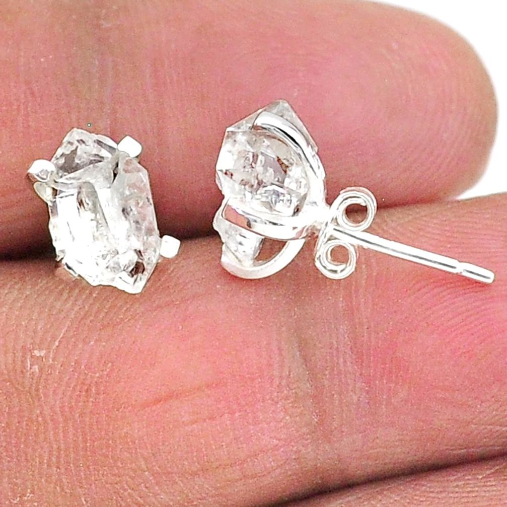 5.29cts natural white herkimer diamond 925 sterling silver stud earrings t6895