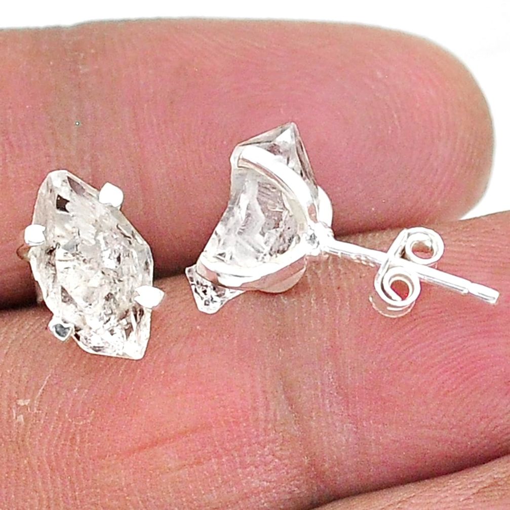 5.68cts natural white herkimer diamond 925 sterling silver stud earrings t6898