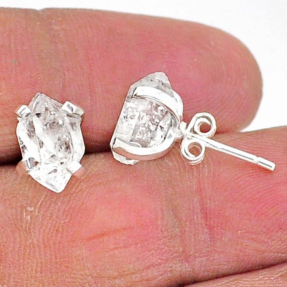 5.68cts natural white herkimer diamond 925 sterling silver stud earrings t6901