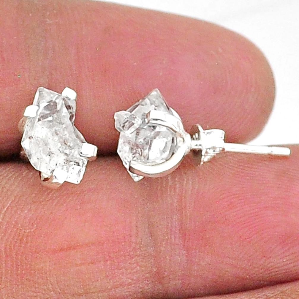 5.29cts natural white herkimer diamond 925 sterling silver stud earrings t6903