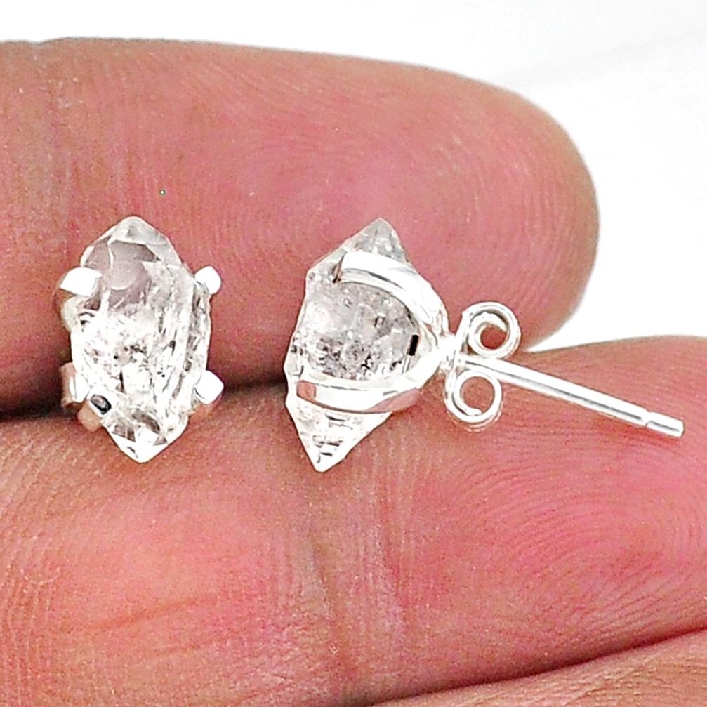 4.73cts natural white herkimer diamond 925 sterling silver stud earrings t6905
