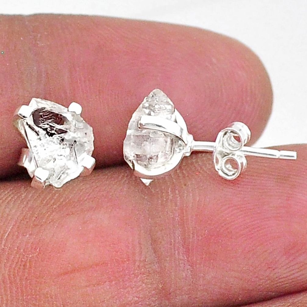 5.29cts natural white herkimer diamond 925 sterling silver stud earrings t6907