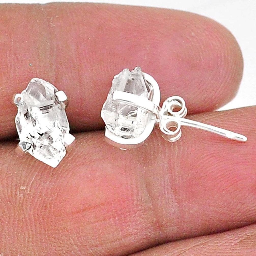 5.68cts natural white herkimer diamond 925 sterling silver stud earrings t6909