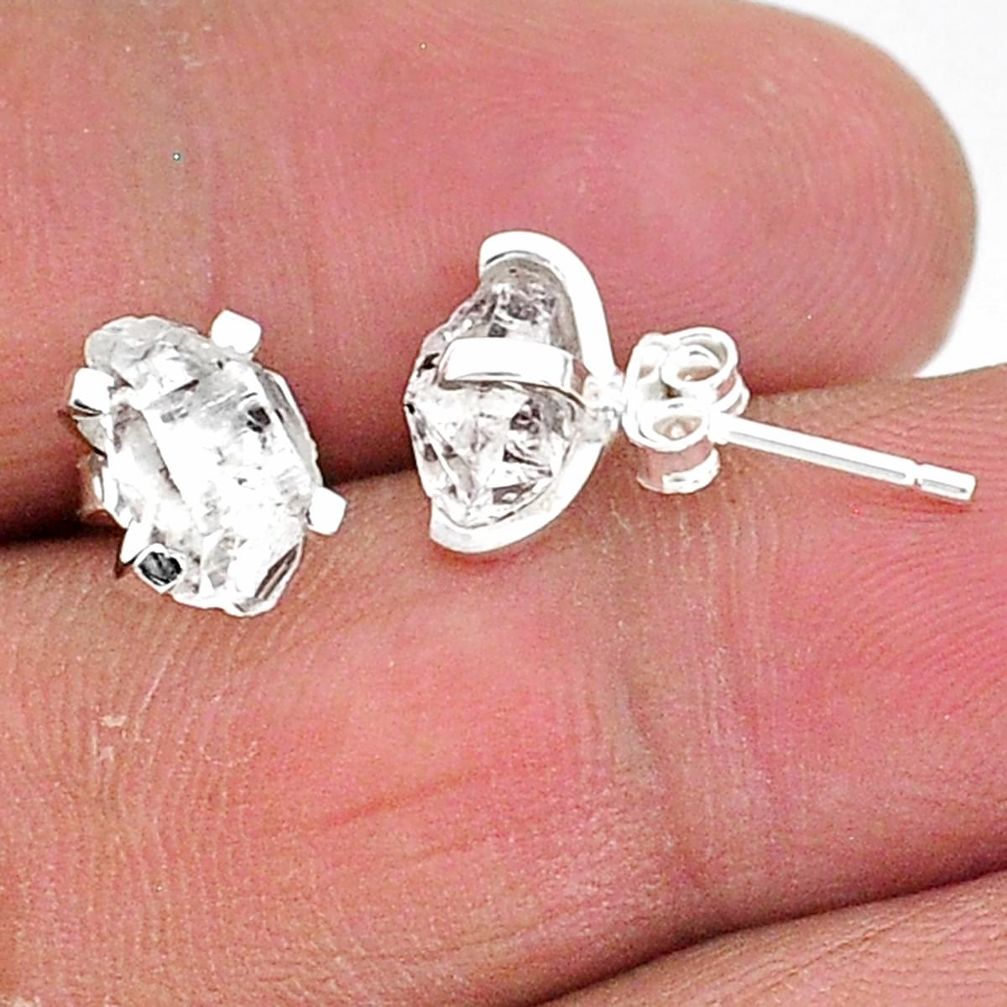 5.29cts natural white herkimer diamond 925 sterling silver stud earrings t6910