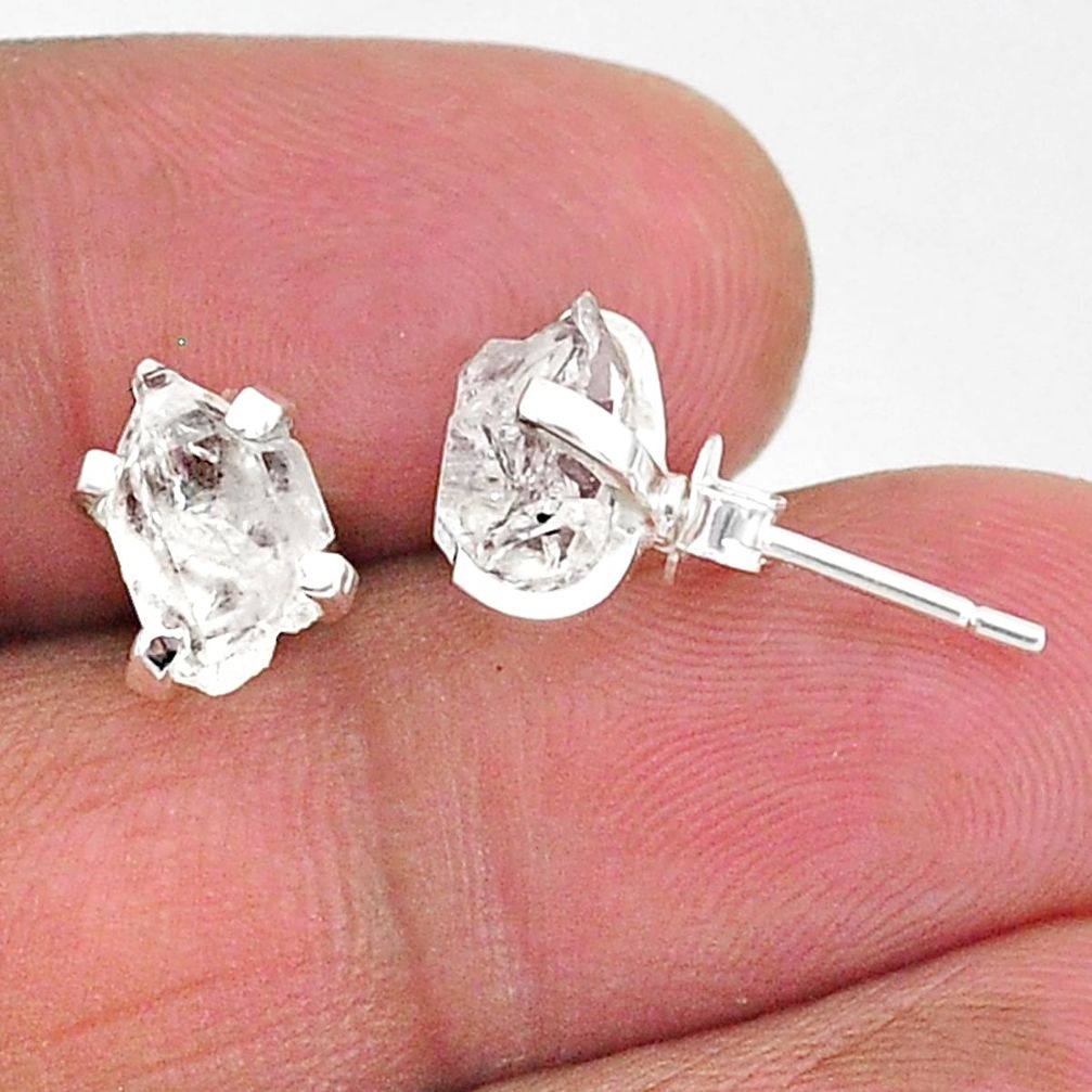 4.68cts natural white herkimer diamond 925 sterling silver stud earrings t6913