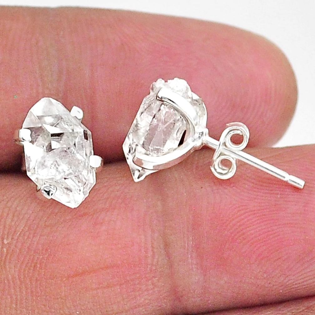 6.41cts natural white herkimer diamond 925 sterling silver stud earrings t6914