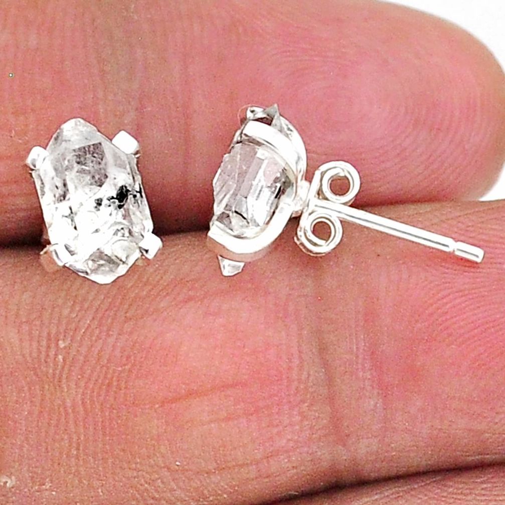 5.29cts natural white herkimer diamond 925 sterling silver stud earrings t6915