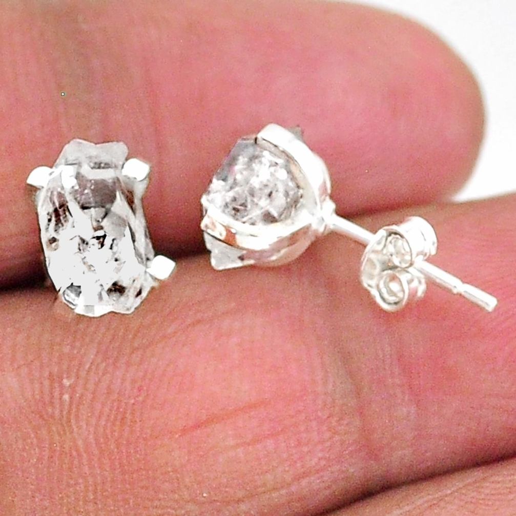 5.12cts natural white herkimer diamond 925 sterling silver stud earrings t6918