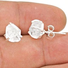 6.94cts natural white herkimer diamond 925 sterling silver stud earrings u71549