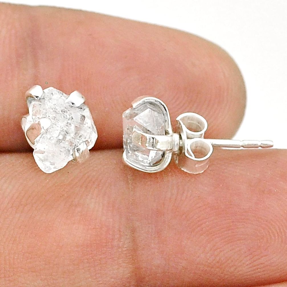 4.78cts natural white herkimer diamond 925 sterling silver stud earrings u76893