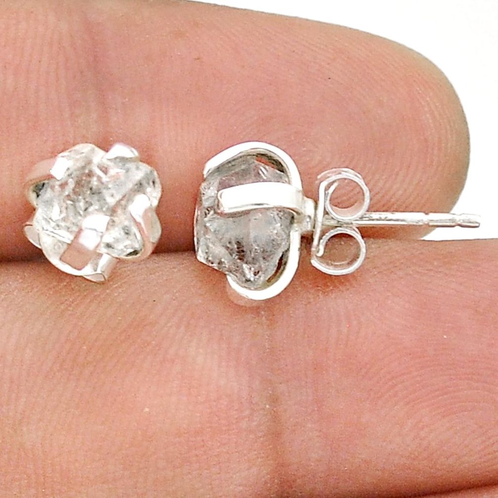 5.25cts natural white herkimer diamond 925 sterling silver stud earrings u76896