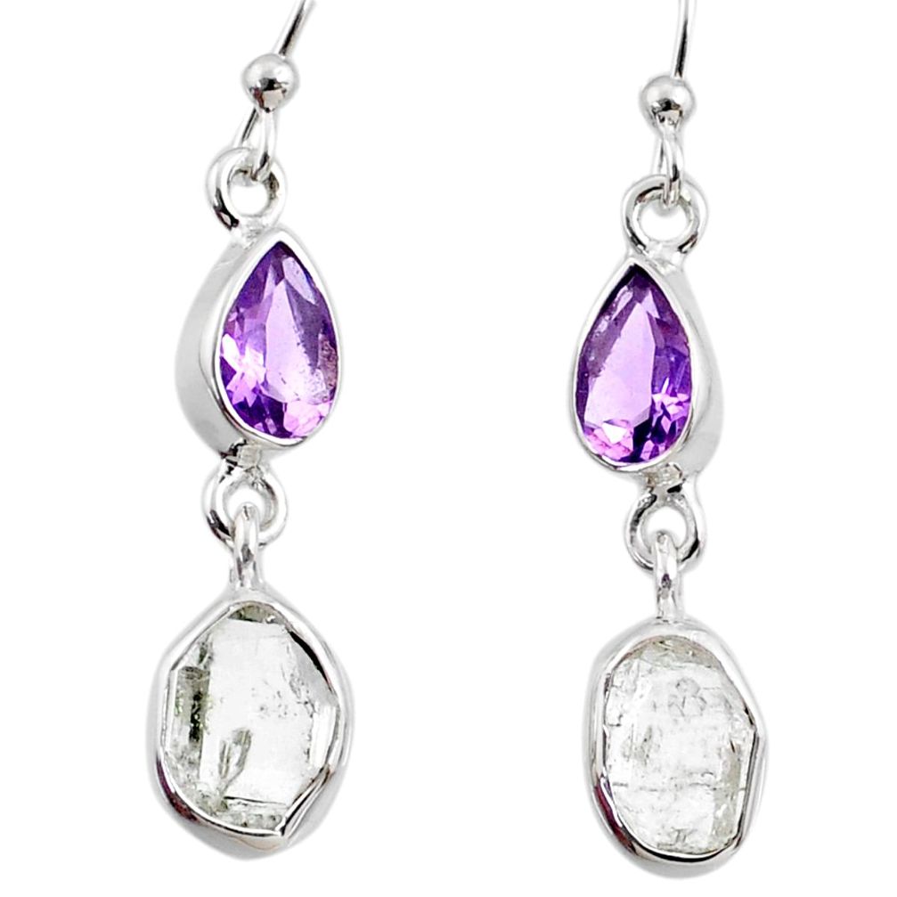 9.31cts natural white herkimer diamond amethyst 925 silver earrings r65710