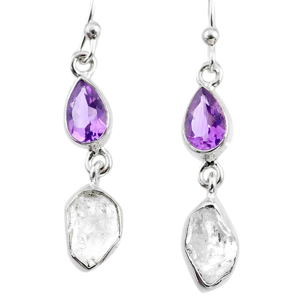 9.87cts natural white herkimer diamond amethyst 925 silver earrings r65711