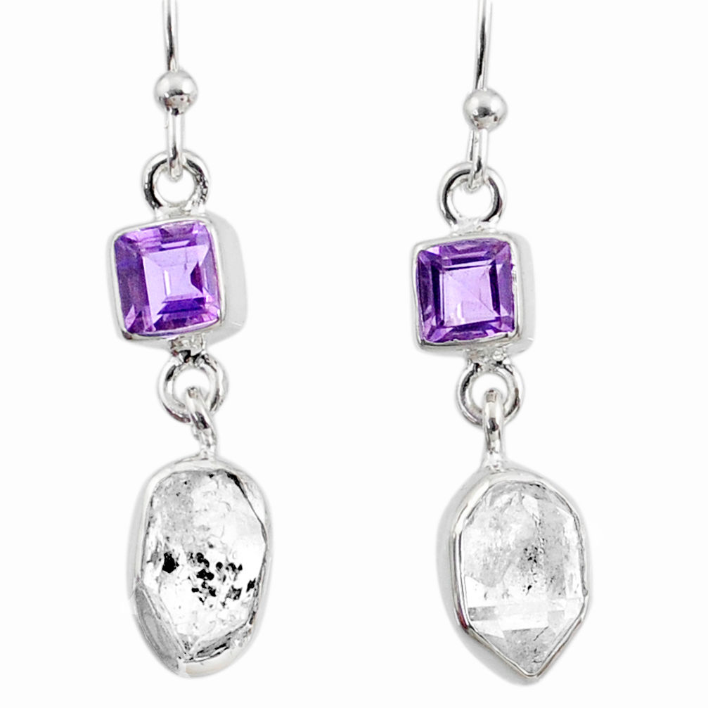 9.84cts natural white herkimer diamond amethyst 925 silver earrings r65718