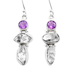  white herkimer diamond amethyst silver dangle earrings t72805