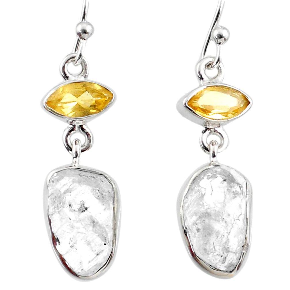 11.68cts natural white herkimer diamond citrine 925 silver earrings r65706