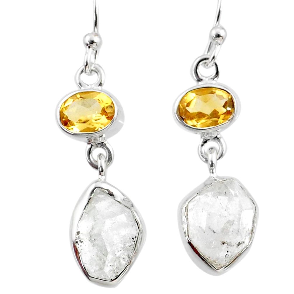12.05cts natural white herkimer diamond citrine 925 silver earrings r65713