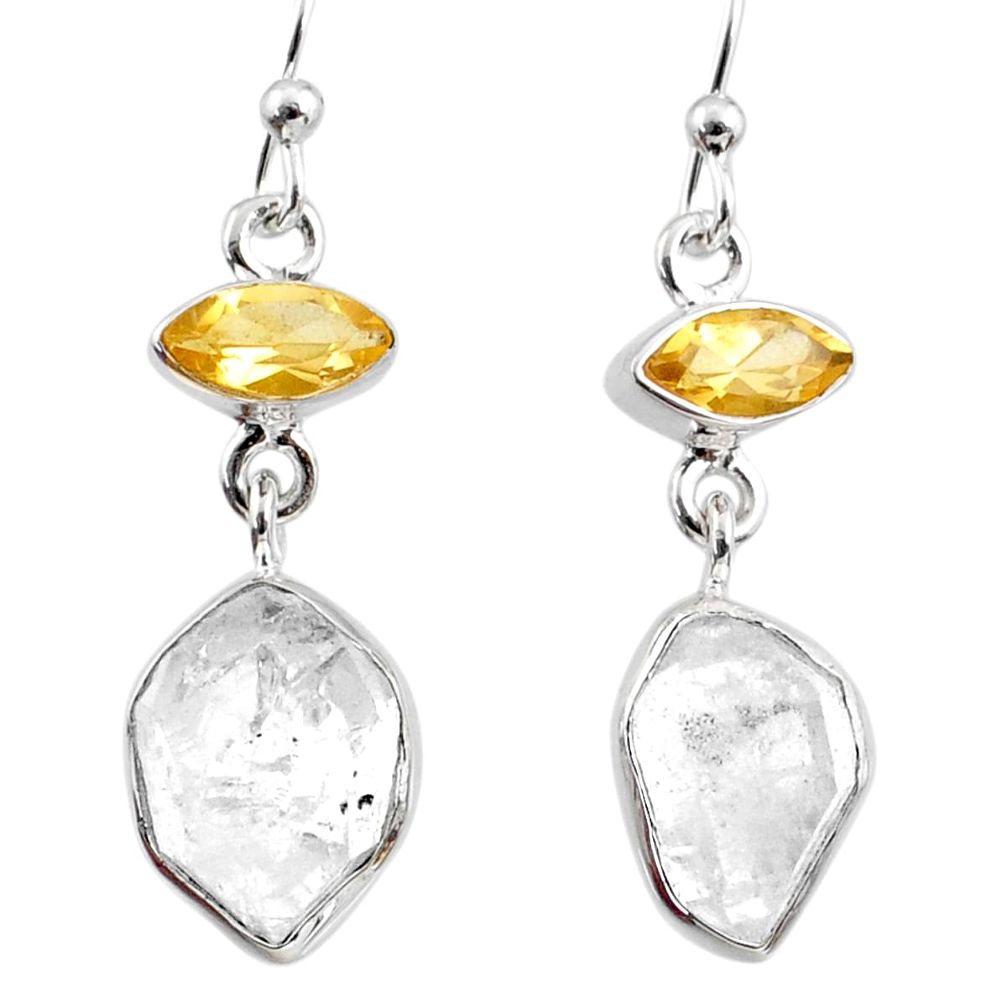 12.60cts natural white herkimer diamond citrine 925 silver earrings r65720