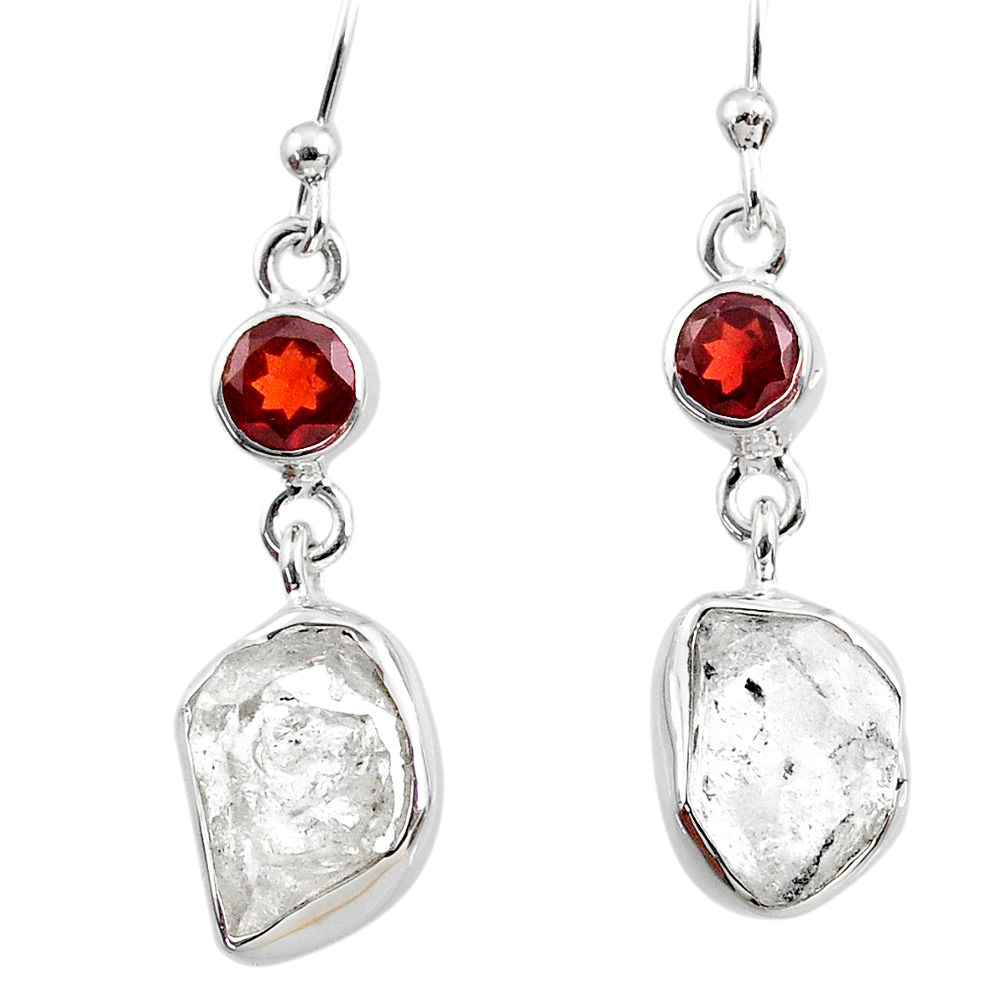 10.33cts natural white herkimer diamond garnet 925 silver dangle earrings r65676