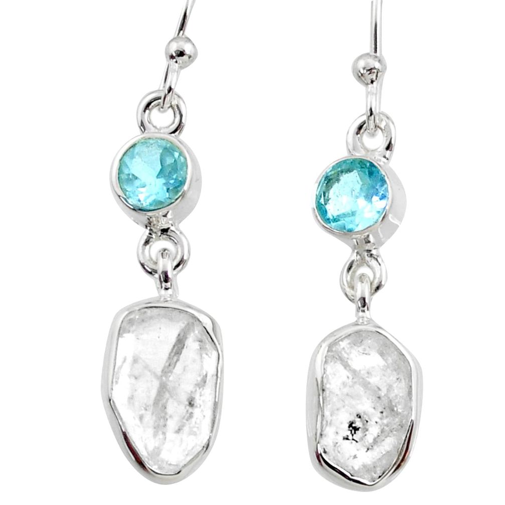 10.53cts natural white herkimer diamond topaz 925 silver dangle earrings r65685